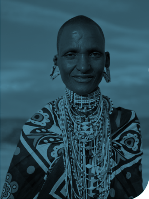 Maasai Mara Woman in Kenya with Green Overlay Close-up of a Maasai Mara woman in Kenya with green overlay