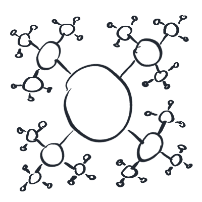 Black line drawing of an interconnected network system, symbolizing how well connected the 5th Discipline is with professionals businesses can partner with