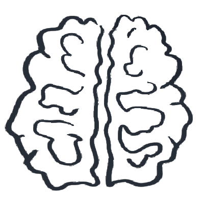 Black line drawing of a brain, indicating knowledge management and learning organisations